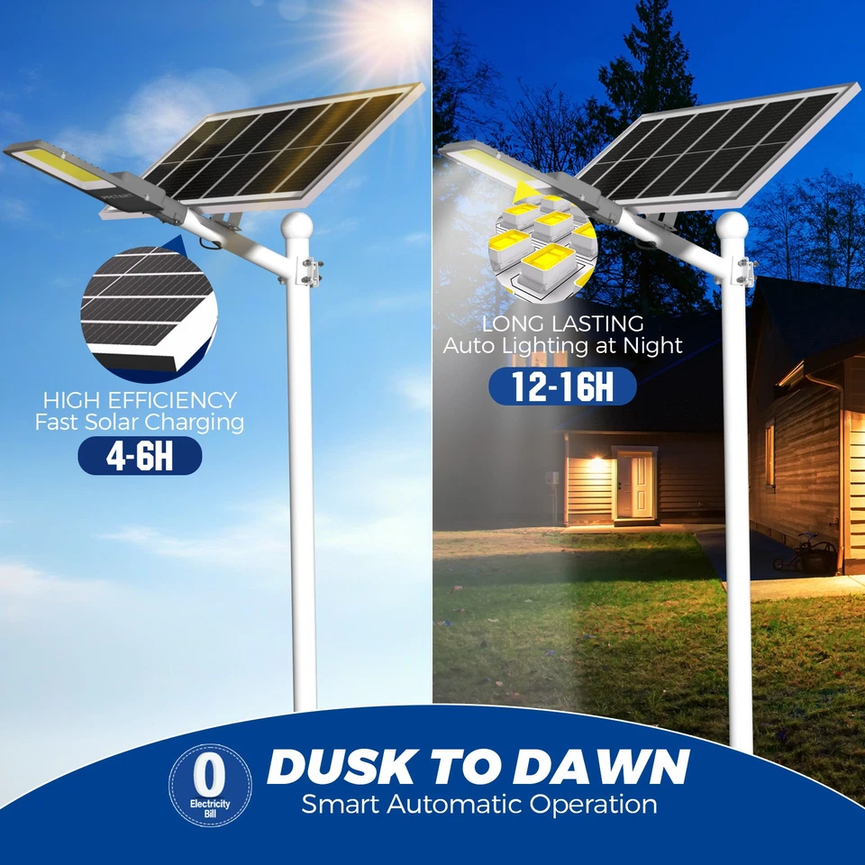 20000 LM Straßenlampe LED Solar Straßenlaterne Solarleuchte Außenleuchte Garten - Bild 2 von 4