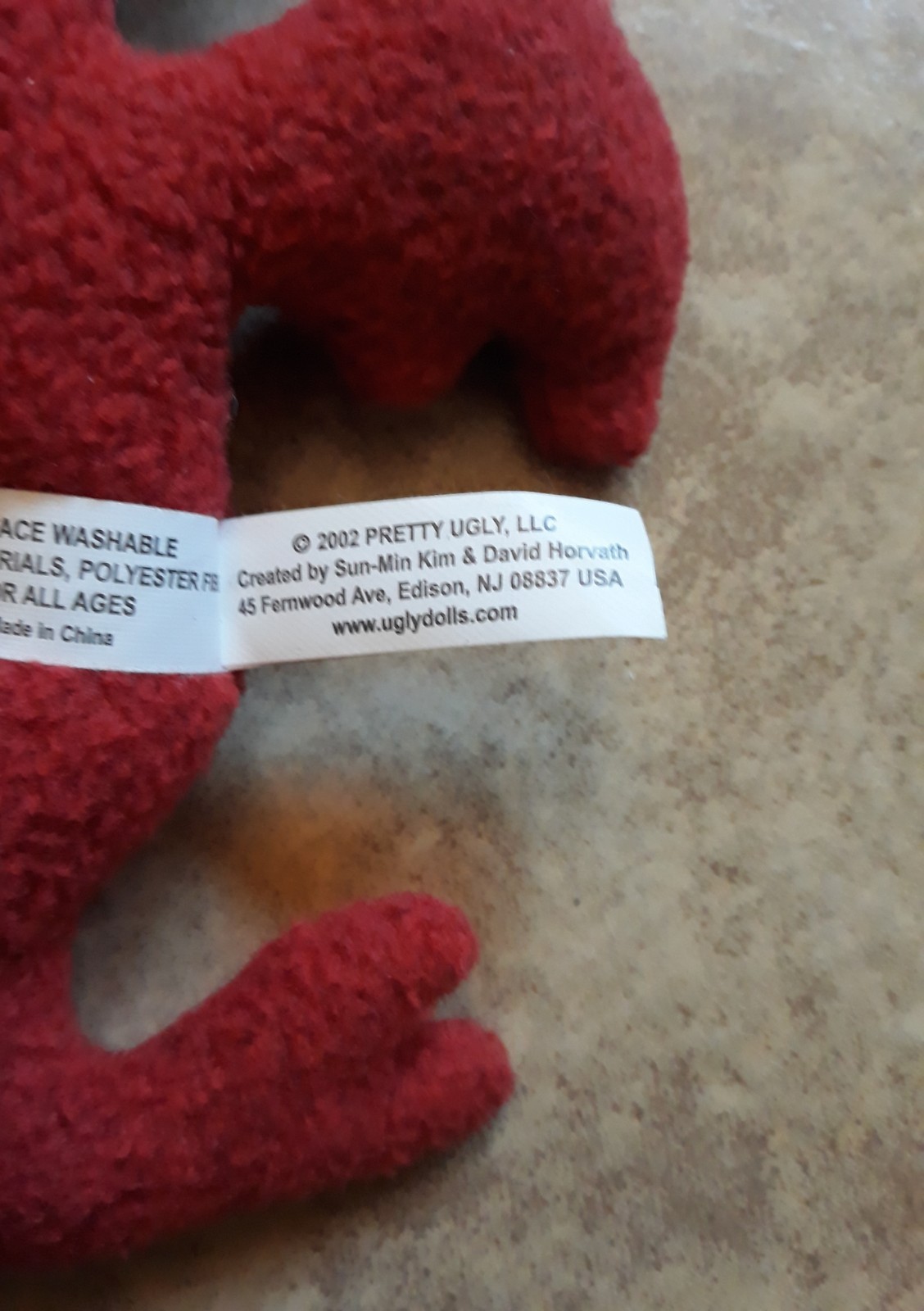 Ugly Doll 2002 ICE BAT “Little Uglys” Red Orange Bat Stuffed Animal Plush Toy 7”