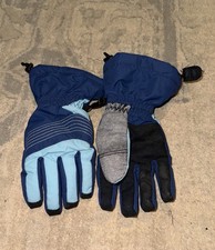 Lands End Fleece Gloves Blue Size Medium