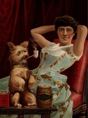 046 Julius Bien & Co - Globe Tobacco Ad 1885 - Dog with Pipe