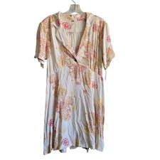 Free People Large Mini Dress Womens Cream Floral OB921656 Excellent Boho Viscose
