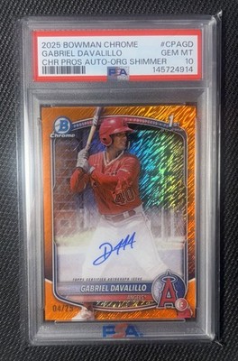 2025 Bowman Chrome Gabriel Davalillo 1st Orange Shimmer Auto /25 