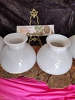 2 Vintage Hobnail Milk Glass Hurricane Oil Lamp Shade ~ 8" Fitter & 5 3/4" tall