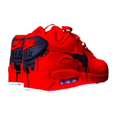 Nike Air Max 90 Custom   Red Black Drip | Hand-Painted | In-Stock Sizes