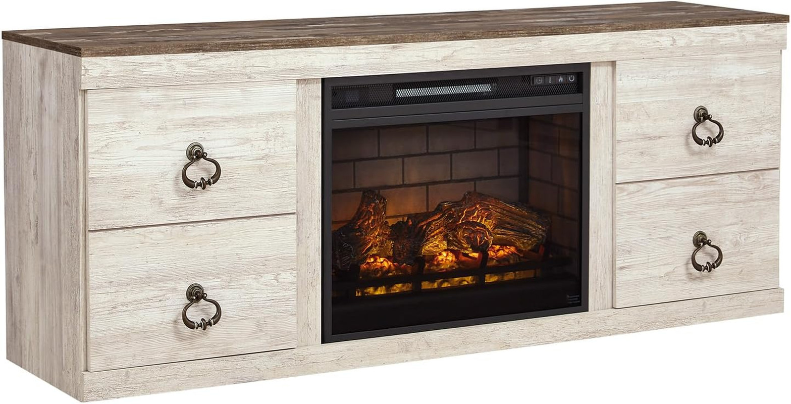 For 69 Inch Tv Whitewash Cottage Console