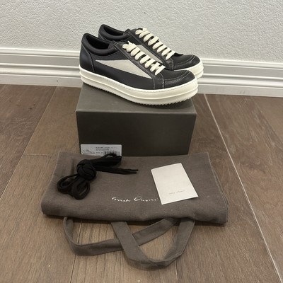 New with Box Rick Owens Vintage Black Milk Leather Sneakers Size 40 US 7
