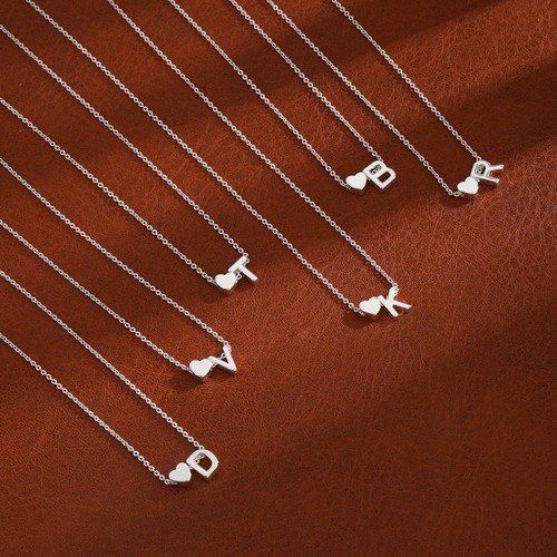 Collares con inicial de corazón para mujer enchapados en oro de 14K delicado corazón letra de la A a la Z - Imagen 227 de 265