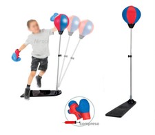 Punching Ball Sacco Boxe con Pedana Guantoni Asta Regolabile Pompa  