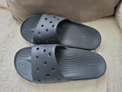 Crocs Classic Slides Black Flip Flops Foam Cushion Footbed Mens