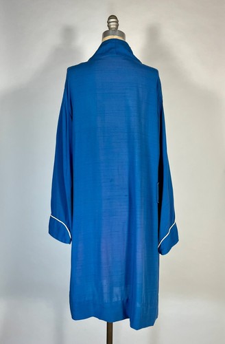 Vintage 1940's-50's blue slub SILK and rayon blend lounging robe by ELITE size M - Picture 6 of 18