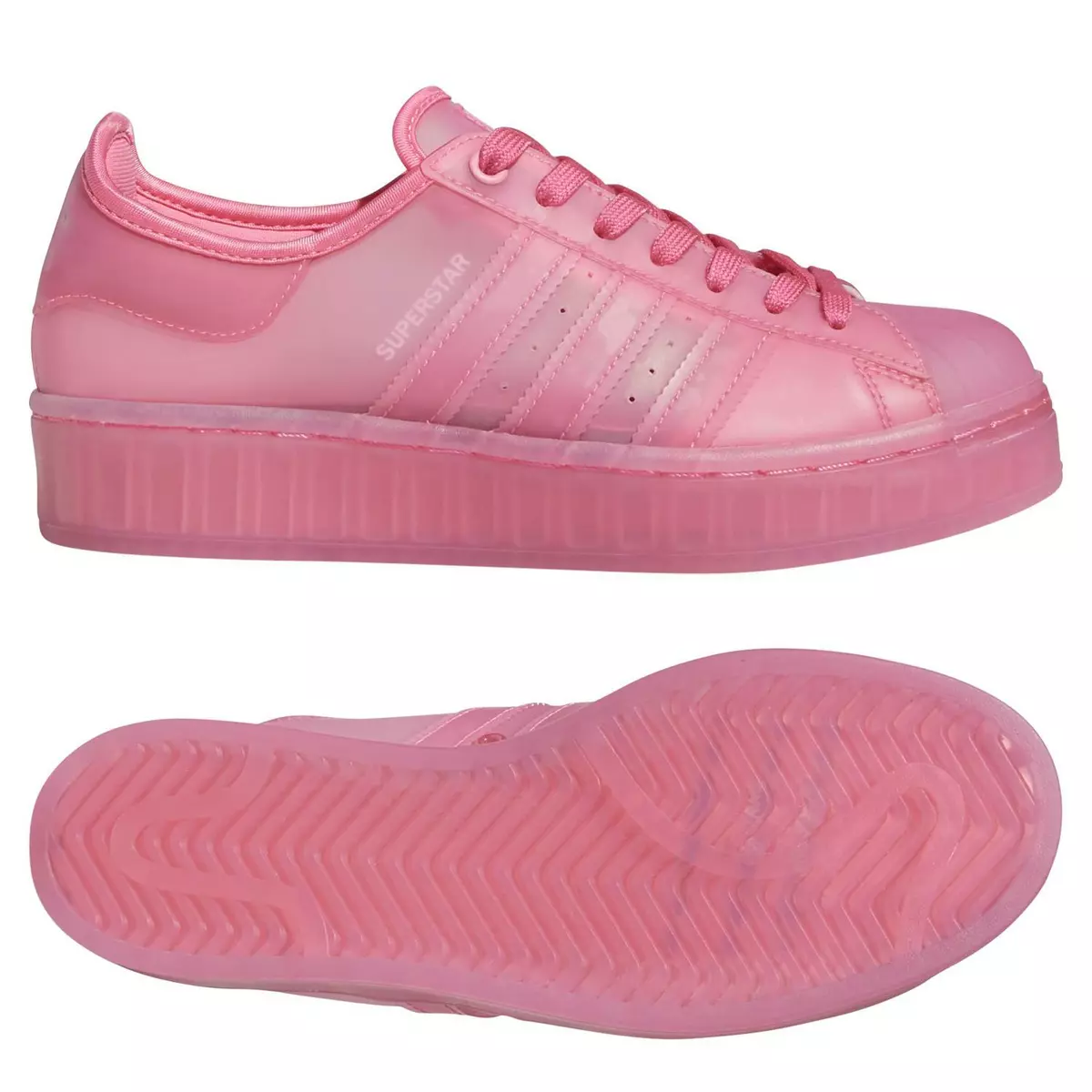 adidas ORIGINALS WOMENS SUPERSTAR TRANSLUCENT JELLY SHOES PINK TRAINERS NEON
