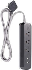 Globe Electric Designer Series 6ft 3-Outlet 2-USB Surge Protector, Grey Charcoal