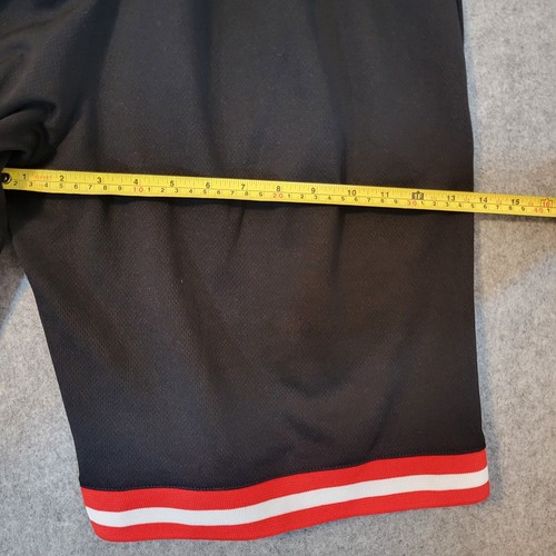 NBA Practice Training Shorts Men Medium Mesh Ribbed Hem Basketball Black Red - Picture 8 of 10