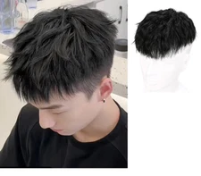 Natural Soft Curly Topper Human Hair Clip in Wiglet  Hair Pieces Toupee For Men