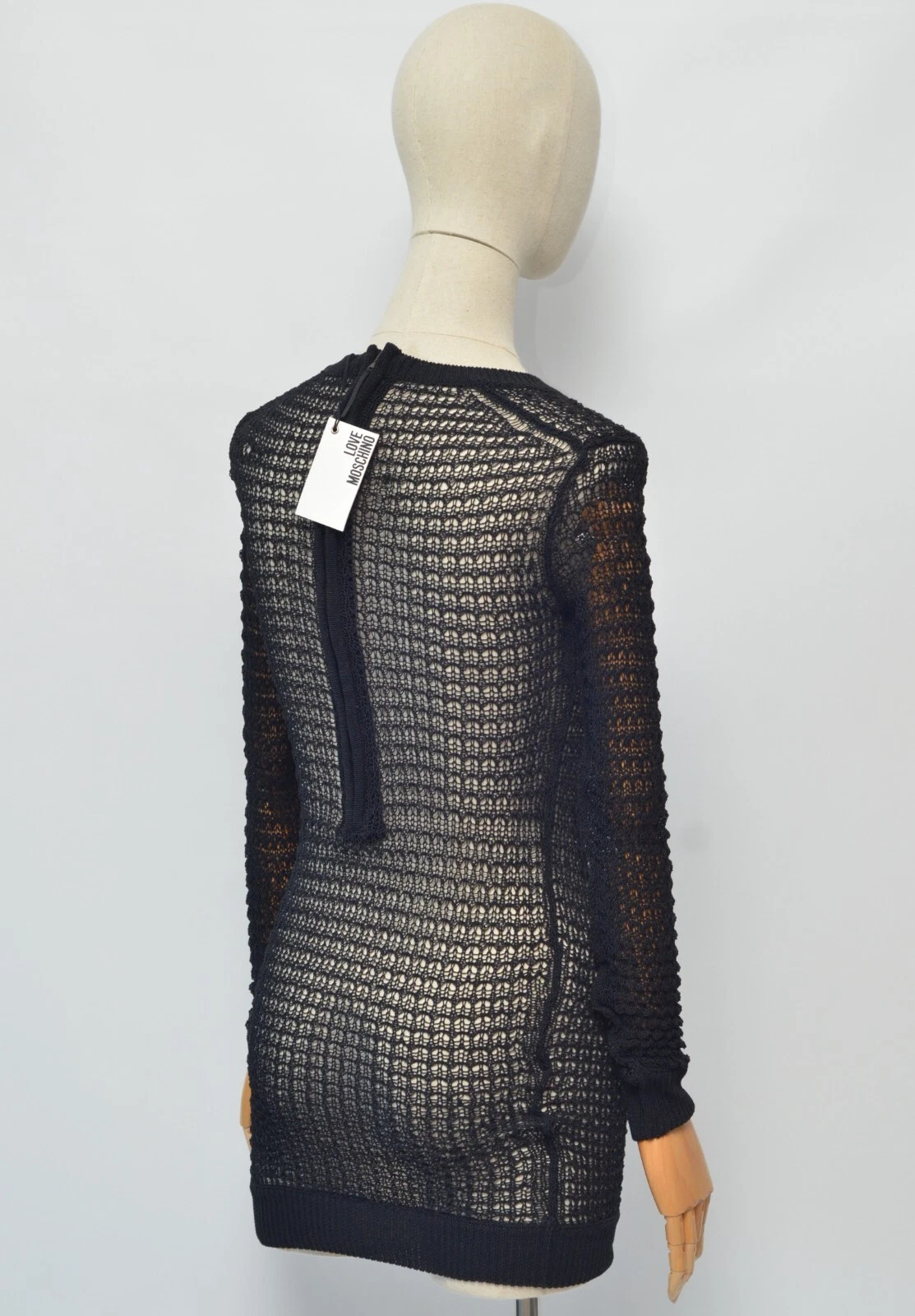 Love Moschino Lusso NUOVO! Abito donna nero in maglia taglia XS