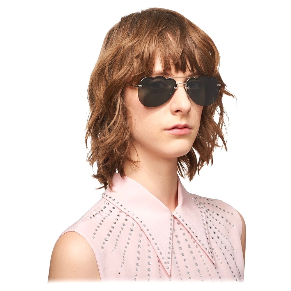 MIU MIU SMU56U 1BC-175 SILVER DARK GREY GEOMETRIC AVIATOR  display picture 3