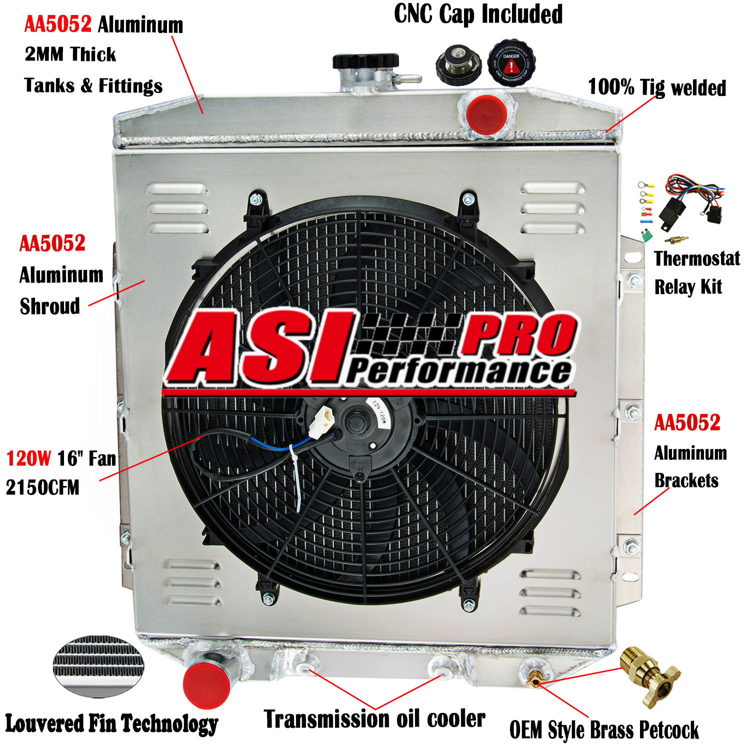 4 Row Radiator+Shroud Fan For Ford Country Squire Ranch Wagon V8 1955 1954-1956