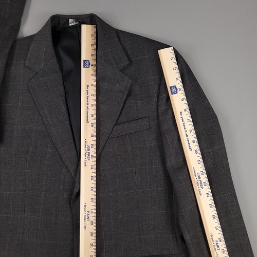 Jos A Bank Suit Mens 41L Gray Plaid Wool Cashmere 2pc Blazer Pants 35X33 - Picture 11 of 24