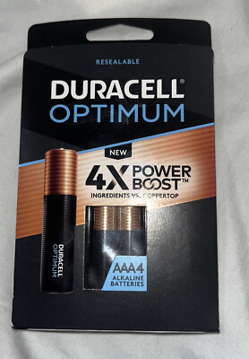 1 Duracell Optimum AAA Alkaline Batteries 4ct Resealable