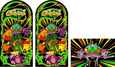 Multicade Galaga Mame Classics Side Art 3pc  Arcade Graphics Decals Stickers Set