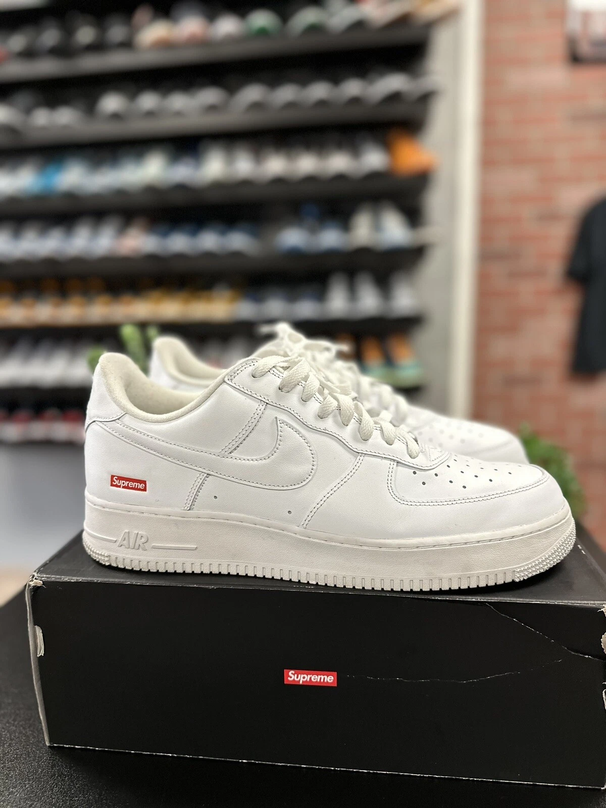 Taille 13   Nike Air Force 1 Low Supreme Box logo blanc CU9225 100 100 % authentique