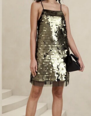 NWT Banana Republic Womens Gold Sequins Mini Dress, Size S | eBay