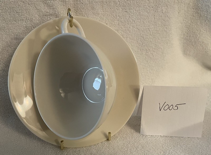 V005 Vintage Lenox Coupe Off White Flat Cup And Saucer