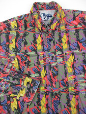 Mens XL Roper Rodeo Blue shirt brushpopper button paint splatter western vintage