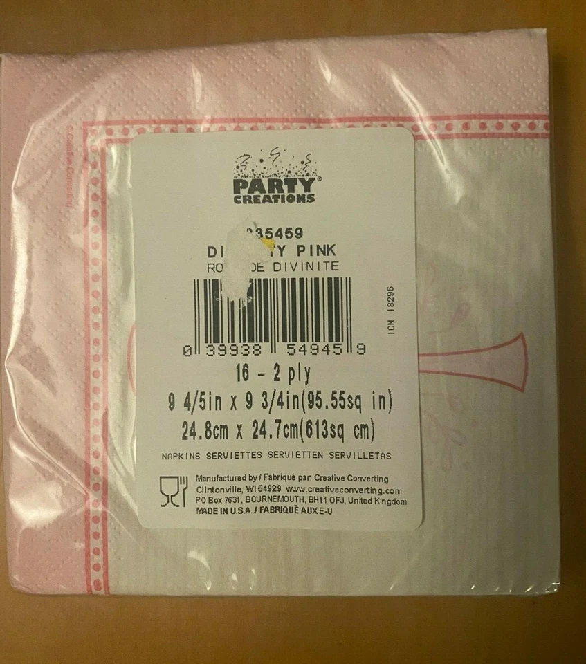 Divinity Pink Pattern Communion/Baptism/Confirmation Beverage Napkins 16 -2Ply - Image 2 of 2