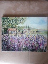 acrylbilder handgemalt blumen, Lavendel,Lavendelfeld, Landschaftsmalerei