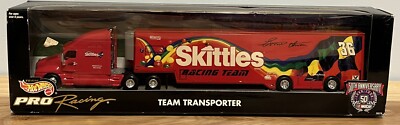 1998 Hot Wheels Racing SKITTLES #36 ERNIE ERVAN NASCAR 50th TEAM TRANSPORTER NIB