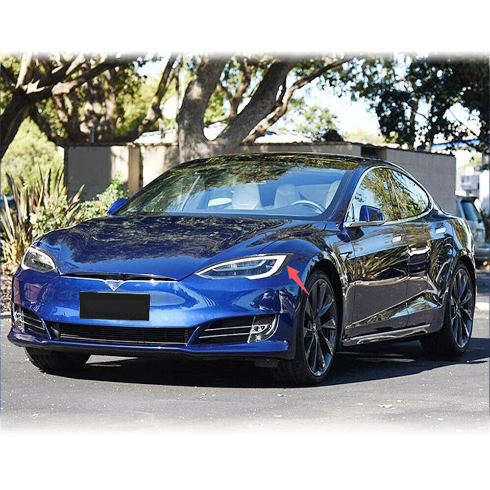 Carbon Fiber Eyebrows Lids Headlight Molding Trim Cover For Tesla model S 16-18 - image 4 of 4