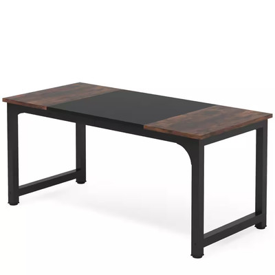 New 63'' Brown Black Engineered Wood Computer Desk Home Office Executive Table