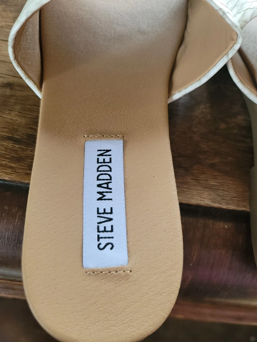 Steve Madden Karolyn White Snakeskin Slide On Sandals 8.5M eBay