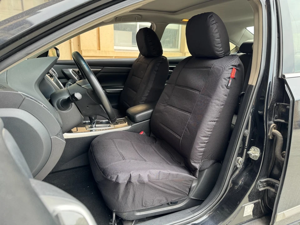 Fundas de asiento delanteras negras impermeables de lona para Pontiac G3 G4 G5 G6 G8 2 piezas Foto 3 de 4