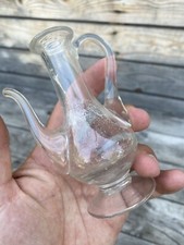 Burette Verre Soufflé Huile Sainte Ancien XVIII-XIXeme
