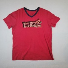 True Religion Y2K Adult's T-Shirt Sz XXL 2XL Red Short Sleeve Retro Made in USA