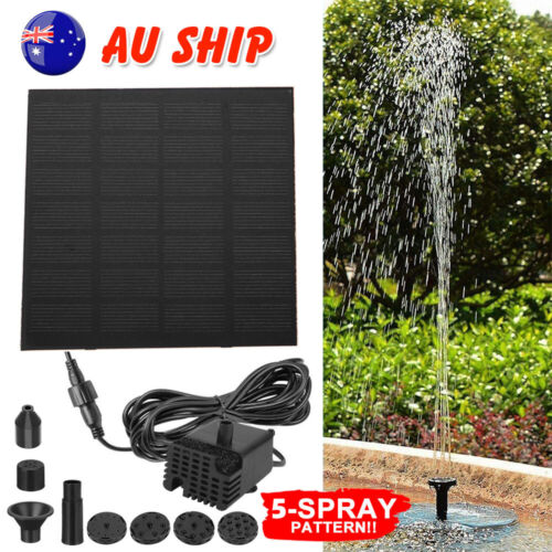Solar Pond Pump Water Feature Outdoor Garden Water Fountain Submersible 5 Shape - Picture 1 of 12