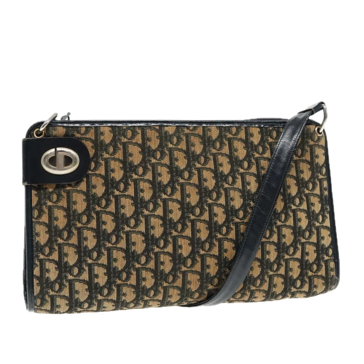 Sac bandoulière toile Christian Dior trotteur bleu marine authentique ep5987