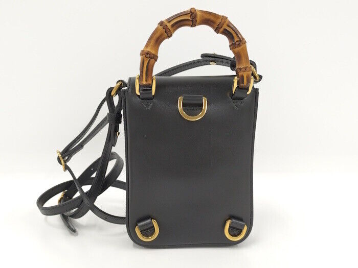 Gucci 3Way Mini Shoulder Bag Bamboo Black Leather 702106 | eBay Gucci 3Way Mini Shoulder Bag Bamboo Black Leather 702106 | eBay