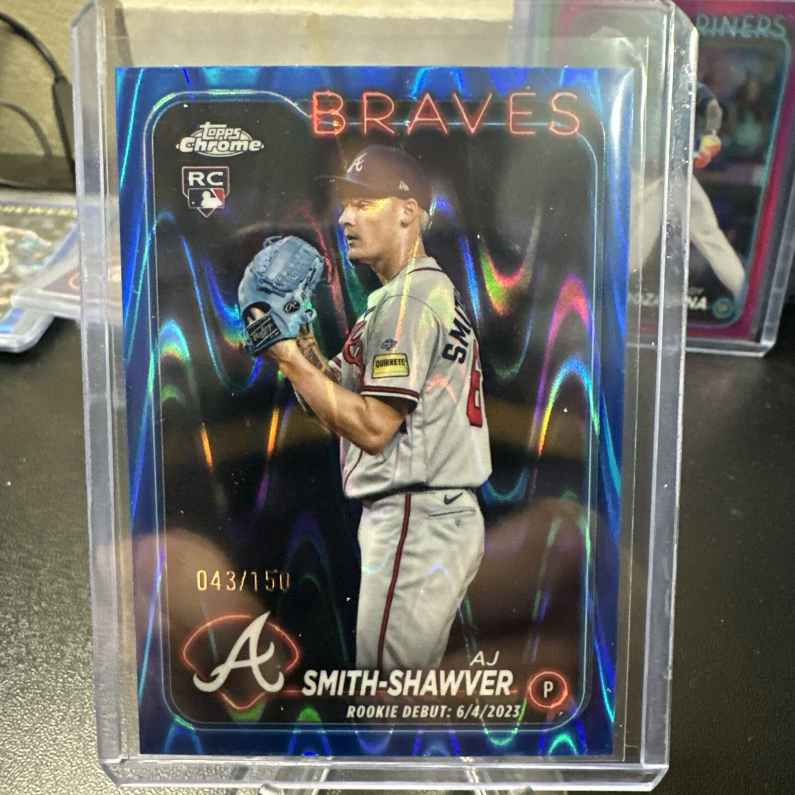 2024 Topps Chrome Update AJ Smith Shawver Blue Raywave #D /150 #USC87 Braves