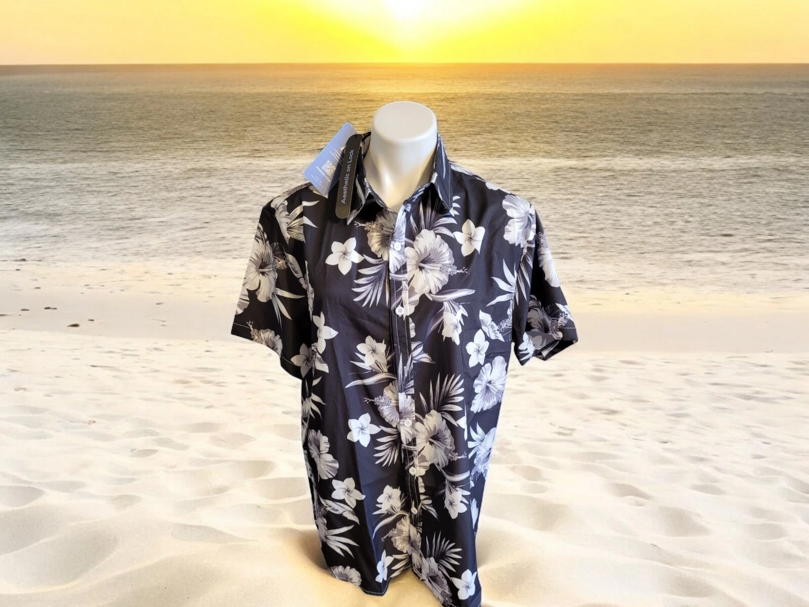 Romwe Hawaiian Button Front Shirt Short Sleeve Collar Sz XL NWT