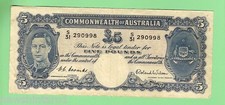 1952  COOMBS / WILSON  AUSTRALIAN GEORGE VI  FIVE POUND  BANKNOTE  #S31 290998