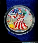 2001  American Silver Eagle - GEM BU  colorized front and back
