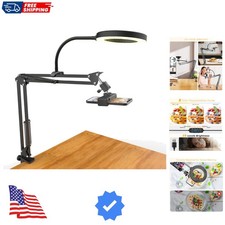 Overhead Camera Mount with Ring Light, Flexible Articulating Phone Arm Stand ...