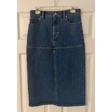 Women's Banana Republic Denim Skirt Classic Minimalist Western Back Slit 28/6.