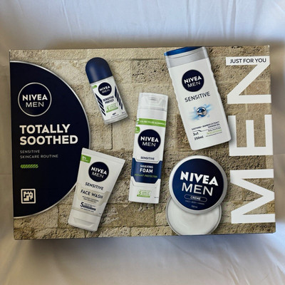 NIVEA Men Totally Soothed Sensitive Skin Care Set Shave Foam+Wash+Roll-On