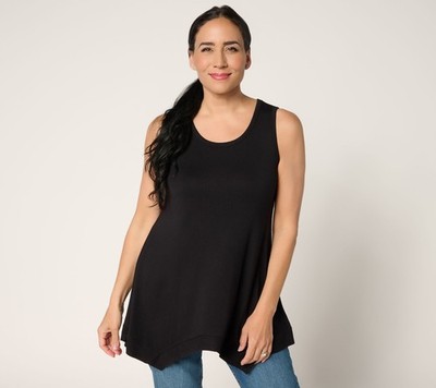 LOGO by Lori Goldstein Layers Hankerchief Hem Tank Black L New