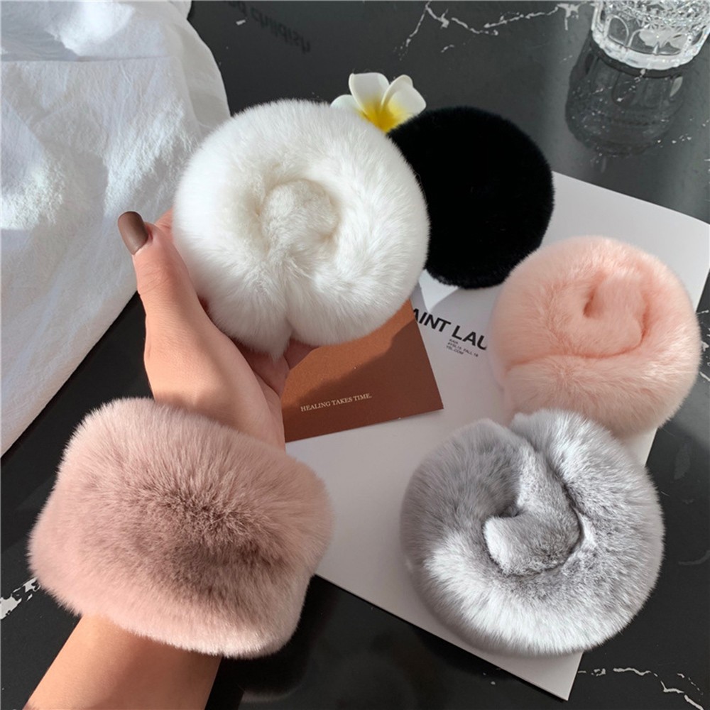 Puños de muñeca peludos cuerda para el cabello accesorio moda invierno calentadores para conjuntos