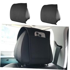 2PCS Car Headrest Covers for Back Seat with Pocket, Universal Leather Head